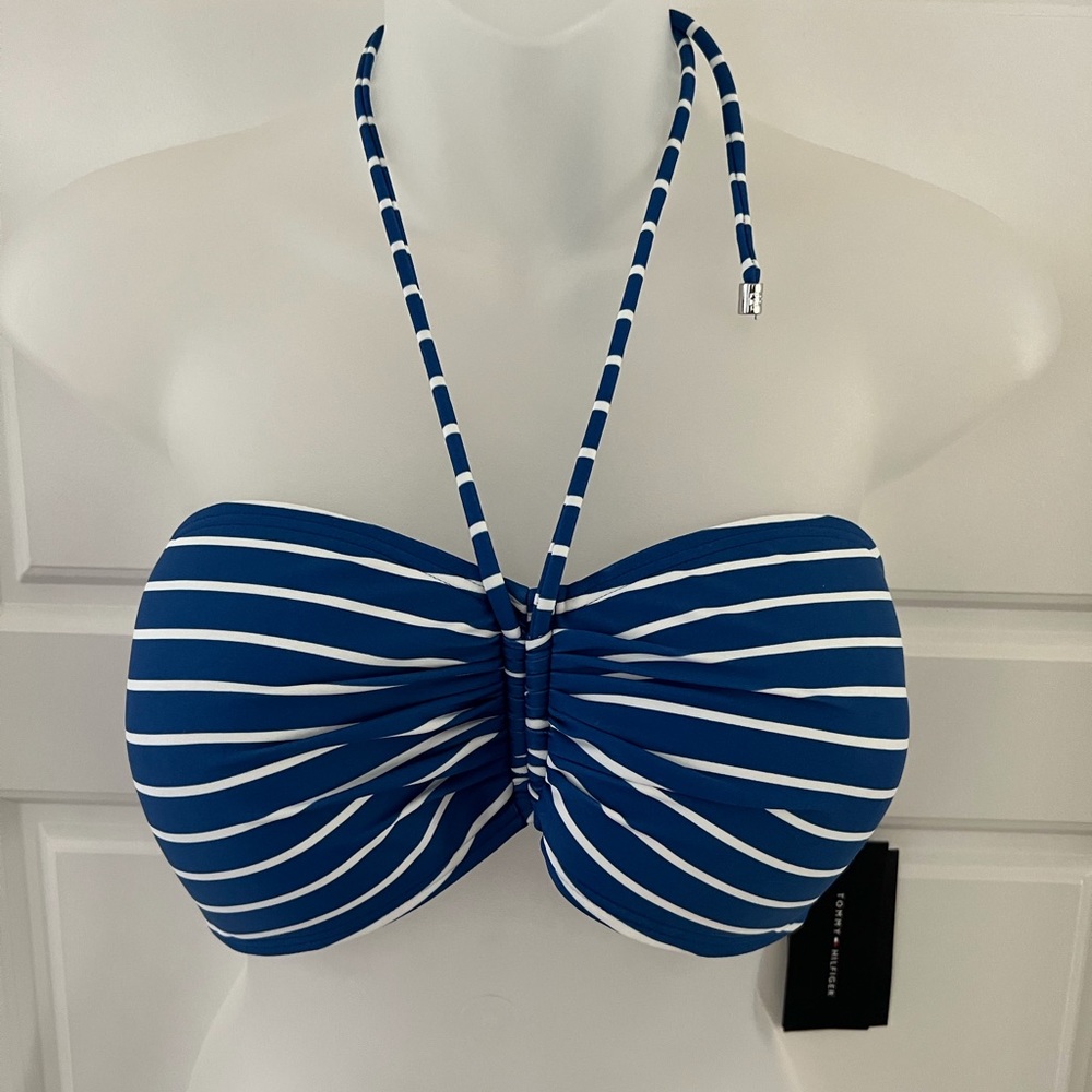 Tommy Hilfiger Womens Standard Bandeau Bikini Top Blue. Size M NWT